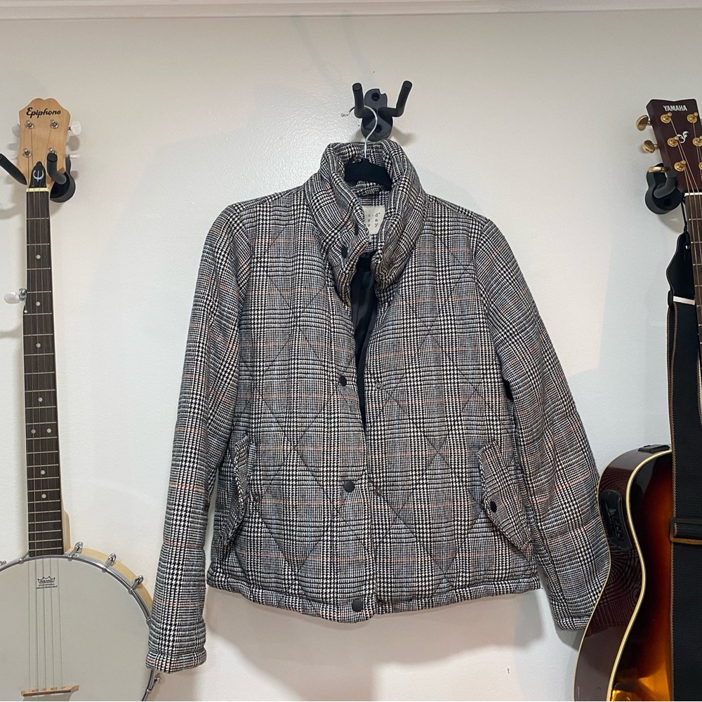 Plaid Canvas Puffer Jacket